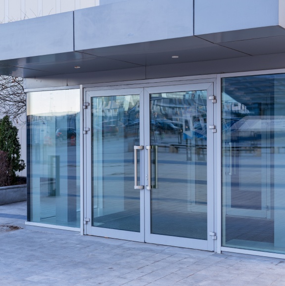 Entrance doors to the modern business center citrus heights ca