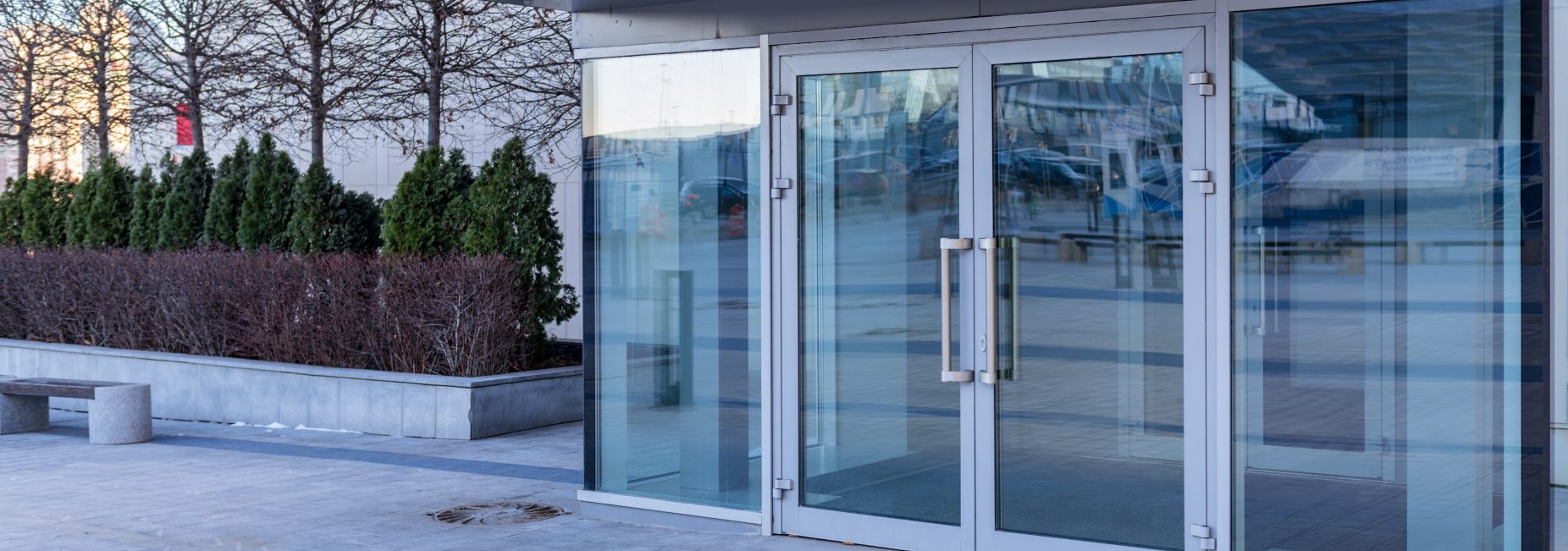 Entrance doors to the modern business center in citrus heights ca